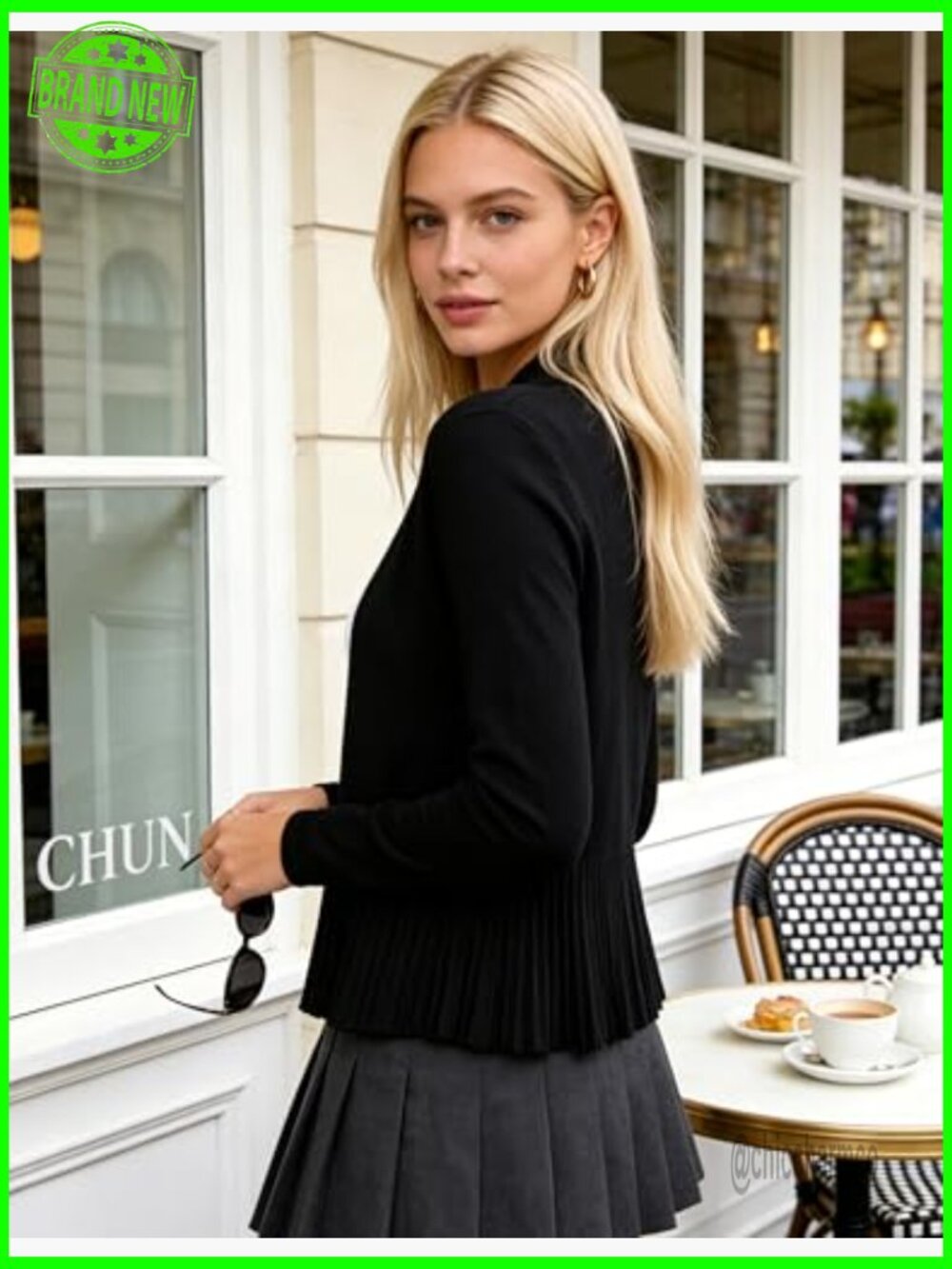 Lightweight Peplum Cardigan Cropped Open Front Long Sleeve Knit Top - Picture 4 of 7